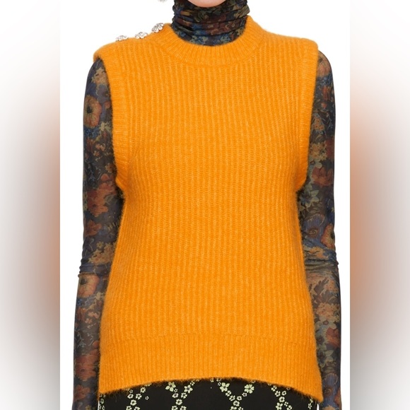 NWOT GANNI Crystal Embellished Orange Sweater Vest - Picture 5 of 5